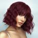 AISI HAIR Red Short Curly Bob Wig with Bangs Burgundy Wine Red Synthetic Wave Bob Wigs Natural Looking Heat Resistant Fiber Hair Wigs for Women (Wine red)