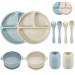 PandaEar Silicone Baby Feeding Set| Baby Weaning Set | 2 Divided Baby Plates with Suction + 2 Baby Suction Bowls + 2 Sippy Cup with 2 Spoons