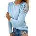 Womens Spring Tops Lace Crochet Long Sleeve Shirts Sexy Hollow Out Cold Shoulder Pullover Dressy Casual Blouses 01e#blue X-Large