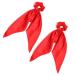 Pack of 2 Knotted Bow Hair Scrunchies Elastic Hair Scarf Black Hair Ties Bands Satin Hair Ribbon Scrunchy Red Ponytail Holder for Women and Girls (Red)