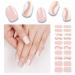 Foyute Semi Cured Gel Nail Strips 20 Pcs Soft Self-Adhesive Gel Nail Polish Wraps Sticker for Salon-Quality Manicure Set Long Lasting Easy to Apply & Remove Nail File & Wooden Stick (Pink Gold)
