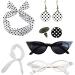Polka Dot Headband - 1950s Headbands and Drop Earrings Set - Vintage Polka Dot Hair Bands with Chiffon Scarf Eye Glasses for Girls White One Size - Buy Online on GoSupps.com