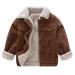 Volunboy Toddler Corduroy Sherpa Jacket Fleece Lining Coat Lapel Button Down Thicked Warm Outwear for Baby Boys Girls 18 Months Brown