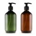 JamHooDirect 2Pcs 300ml/10oz Empty Plastic Pump Bottles Refillable Lotion Shampoo Body Washing Cream Shower Gel Storage Holder Container Toiletries Liquid Dispenser (Green+Brown)