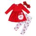 Xumplo Toddler Baby Girl Christmas Clothes Infant Girl Santa Elk Xmas Outfis Long Sleeve Winter Cotton Romper for Girl 1-5 Years 3-4 Years Red