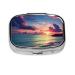 Ocean and Sunset Printed Square Pill Box Portable Travelling Pill Box Medicine Organiser