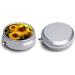 Travel Pill Box with Sunflower Floral Design - 3 Compartment Portable Pill Organizer for Purse & Pocket - Buy Online on GoSupps.com