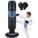 Inflatable Punching Bag for Kids 63 inch Freestanding Boxing Punching Bag for Kids with Gloves, Punching Bag with Stand Adult Bounce Back Boxing Bag for Practicing Karate, Taekwondo, MMA(with Gloves) Blue