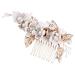 FRCOLOR Wedding Hair Comb Alloy Flower Pearl Rhinestones Crystal Bride Hairpin Women Side Hair Clips for Party Dressup Daily Vacation Photo Props(White)