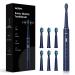 Sonic Electric Toothbrush with 7 Brush Heads for Adults and Teens Rechargeable Electric Power Toothbrushes 3 Modes with 2 Minutes Build in Smart Timer IPX7 Waterproof for 30+ Days Use Blue Blue(3 Modes)