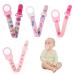 4 pieces of pacifier clips with 4 silicone adapters pacifier chain silicone button ring pacifier holder linen adapter suitable for all pacifiers for baby toothed devices newborns