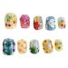 Short square and round cute fake nails with diamonds natural full coverage fake nails for women multiple sizes with glue and tools(XS)