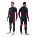 Seaskin Mens Womens Wetsuit Flame-I 3mm Neoprene Full Body Diving Suits Front Zip Wetsuit for Diving Snorkeling Surfing Swimming Mens Black+Red X-Small