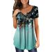 JEGULV Plus Size Blouses for Women, Womens Round Neck Boho Floral Print Tee Short Sleeve Tunic Basic Cozy Soft T Shirts Green Small