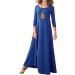Jacansi Women's Boat Neck Maxi Dress 4XL Blue - 3/4 Sleeve Casual Dress with Pockets - Buy Online on GoSupps.com