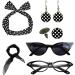 Lesunbak 50s Accessories for Women | 1950s Outfit with Headbands and Drop Earrings Costume Accessories with Red Bow Headband Vintage Polka Dot Hair Bands Cat Eye Glasses Black One Size - Buy Online on GoSupps.com