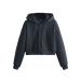 Soluo Womens Zip Up Cropped Hoodie Jackets Sweatshirts Drawstring Crop Hooded Jacket Top Fashion Casual Fleece Coat Outwear Dark Grey Small