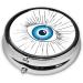 Buy Evil Eye Round Pill Box 3 Compartment Portable Travel Organizer for Vitamins & Tablets | Mini Decorative Pocket Purse - Buy Online on GoSupps.com