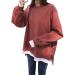 Women Casual Solid Sweatshirt Long Sleeve Pullover Loose Sweatshirt Blouse Top Fake Two-piece Hooded Tops Red Medium