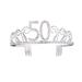 Frcolor 50th Birthday Tiara Crystal Rhinestone Women 50th Birthday Crown with Combs