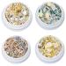 4 Boxes 3D Nail Art Rhinestones Mixed-style Nail Art Decoration Nail Art Charms Rose Flower Metal Studs Nail Chain Shell Slices Diamonds Pearl Gems for Women Girls DIY Design Manicure Supplies