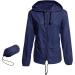 Ronony Womens Lightweight Hooded Rain Jacket - Windbreaker & Functional Softshell Outdoor Coat - Marine Blue - Buy Online on GoSupps.com