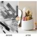 Lebenrich Rotating Makeup Brush Holder Organizer with Lid - Dustproof Clear Acrylic Container for Vanity and Bathroom Storage - Buy Online on GoSupps.com