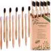 Homezzon Bamboo Toothbrushes Soft Bristles Pack of 10 – Eco-Friendly Wooden Toothbrushes - BPA Free Charcoal Toothbrushes Effectively Cleanses Teeth, Ideal for Sensitive Gums