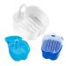 Denture Cups Set with Strainer Basket & Brush - Travel Denture Case for Overnight Cleaning - Blue/Green - Buy Online on GoSupps.com