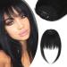 Elailite clip in blunt bangs remy real hair hair part with side fringe 14cm pony +26cm side fringe 9g #01 black 14cm +26cm black