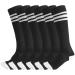 3 Pairs of juDanzy Knee High Boys or Girls Stripe Tube Socks for Soccer, Basketball, Uniform and Everyday Wear 6-10 Years Black With White Stripes (3 Pairs)