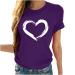Womens Fashion Tops,Women Cute Love Heart Shirts Short Sleeve Tops Crewneck Basic White Tee Blouses Valentine Tee Purple X-Large