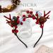Unicra Christmas Flower Antlers Headband for Women and Girls - Festive Elk Deer Horns Hair Accessory - Buy Online on GoSupps.com