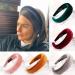 Lazder 8 Colors Korean Lady Padded Wide Sponge Headband Glitter Velvet Twill Striped Hair Hoop Retro Party Solid Color Thick Headpiece (Deep Green) - Buy Online on GoSupps.com