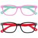 Dapaser 2 Pack Kids Blue Light Glasses Boys Girls, UV Protection Anti Blue Glasses with Case, TV Computer Gaming Glasses for Age 3-12 (Pink Green + Black Red) 05-pink Green + Black Red