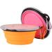 Slson Foldable Dog Bowl Set - 2 Portable Silicone Travel Bowls with Lids & Hooks for Dogs & Cats - 350ml - Orange & Pink - Buy Online on GoSupps.com