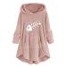 Bigfanshu Women's Tops Christmas Print Hooded Long Sleeves Sweatshirt Pullover Shirt Pink