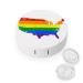 Gay Pride America Map Round Case for Contact Lens Kit Storage Box with Mirror Portable Cute Lens Holder