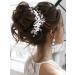 Catery Silver Crystal Pearl Rhinestone Wedding Headband - Bridal Hair Vine with Babys Breath Accents for Women - Buy Online on GoSupps.com