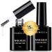 TOMICCA Gel Nail Glue Set 4 in 1 Nail Glue UV Gel Set for Acrylic Nails Super Strong Brush On Nail Glue Gel for False Nails and Gel Nail Polish UV/LED Lamp Cure Required 2PCS-15ml Nail Glue Gel