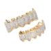 Stylish Hip Hop Brass Teeth Set - Gold & Silver Halloween Party Accessories | Two Tone Style - Buy Online on GoSupps.com