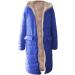 Hanxiulin Oversize Plush Fleece Jacket for Women - Warm Lined Reversible Autumn Winter Coat - Long Thick Quilted Trench in Blue - Size XL - Buy Online on GoSupps.com