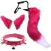 Faux Cat Ear Tail Set - Fake Cat Ear Tail Set | Faux Cat Ears Hair Clip Furry Wolf Long Tail Costume Halloween Party Cosplay Set Pink - Buy Online on GoSupps.com
