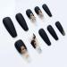 Justotry 24PC Coffin Black Nails - Long Gold Glitter French Press-On Artificial Nails for Women | Stylish Ballerina Fingernails with Butterfly Design - Buy Online on GoSupps.com