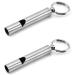 FXHDC-M 2PCS Mini Stainless Steel Survival Whistle Perfect for Camping, Hiking and Boating Loud Emergency Whistle with Far Distance Rang for Sporting Events and Call Your Dog,Keychain Included