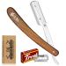 OCBA wooden handle rasi knife High-quality stainless steel bar knife with an extra sharp blades-barber razor meter for the precise beard wet shaving-sounds included in the scope of delivery