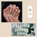Justotry 24 Pcs Gradient White Almond Short False Nails - Pale Green French Press on Nails | Stiletto Medium Stick on Nails with Nail Glue | Nude Fake Nails for Women - Buy Online on GoSupps.com