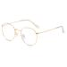 Joxigo blue light filter glasses without strength anti-fatigue UV protection computer glasses retro round metal frame glasses frame with glasses case gold