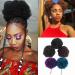 Buy Synthetic Puff Afro Curly Hair Extensions - Black Purple Short Hair Bun & Drawstring Ponytail (2 pcs) for Women | International Shipping Available - Buy Online on GoSupps.com