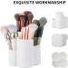 Round Plastic Makeup Brush Holder - 4 Compartment Organizer for Vanity, Bathroom, Dresser - White - Buy Online on GoSupps.com
